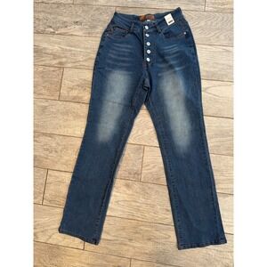 Judy Blue High Waist Denim Jeans Button Fly size Small NWT Straight Leg Boho Y2K